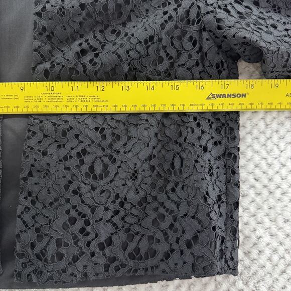 Tara Jarmon Cardigan Women 38 Black Lace Eye Lash Open Front Cropped Crew Neck - Picture 10 of 12